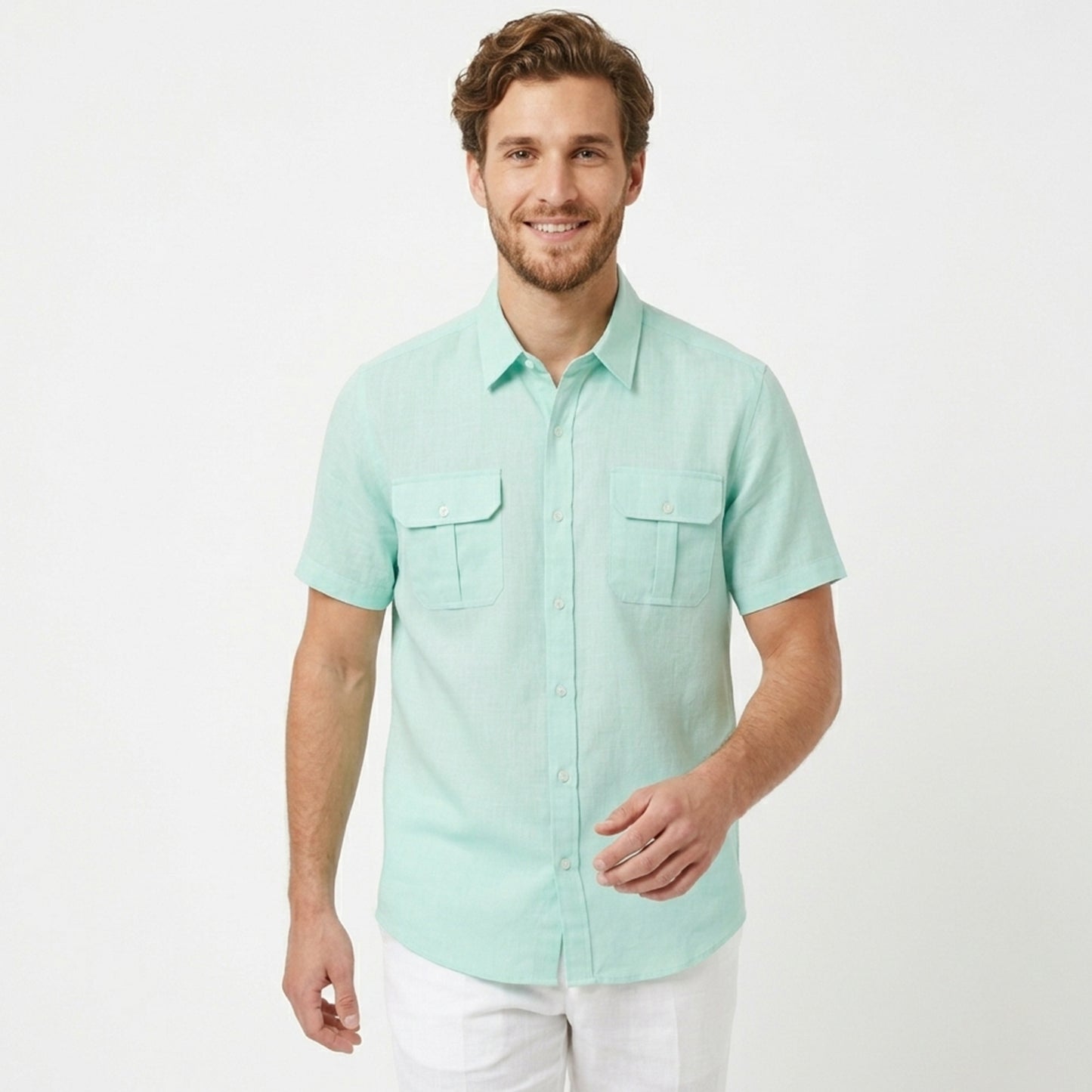 Chemise homme manches courtes en coton léger pour le printemps été