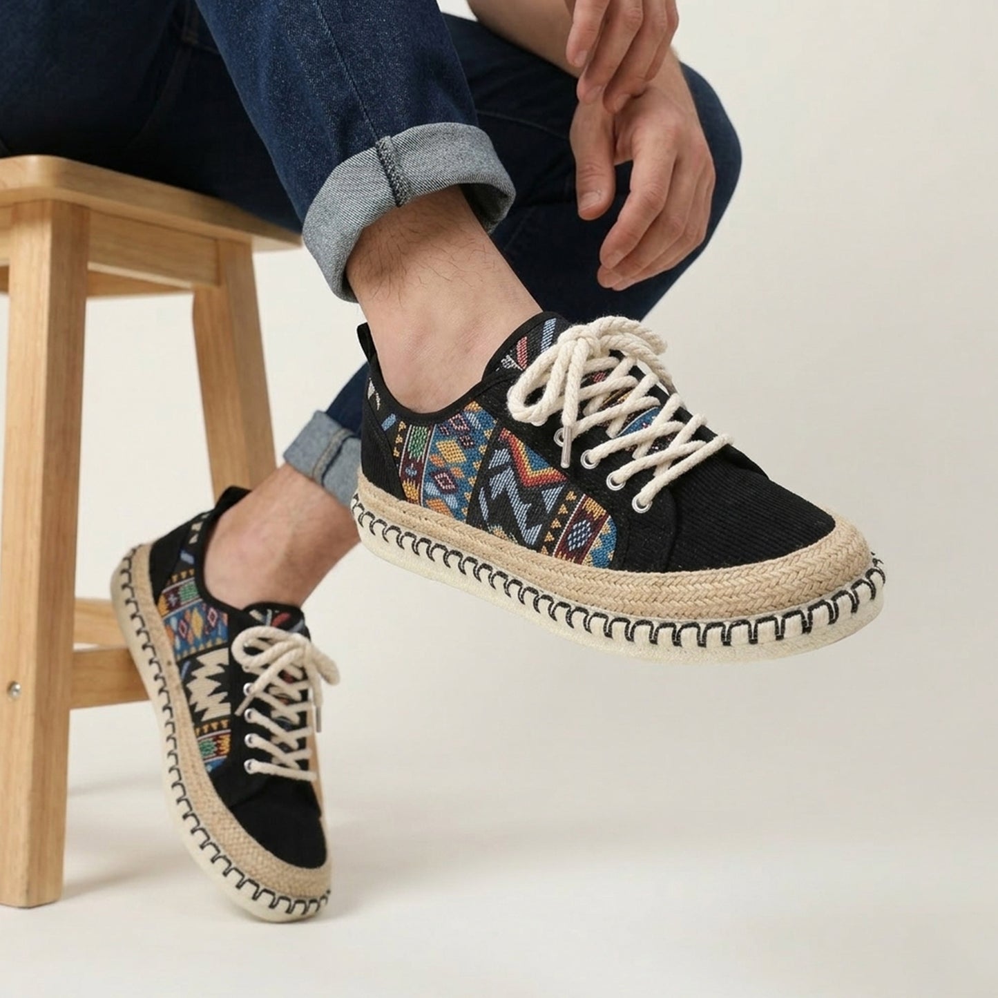 Espadrilles homme en coton style bohème respirant pour été