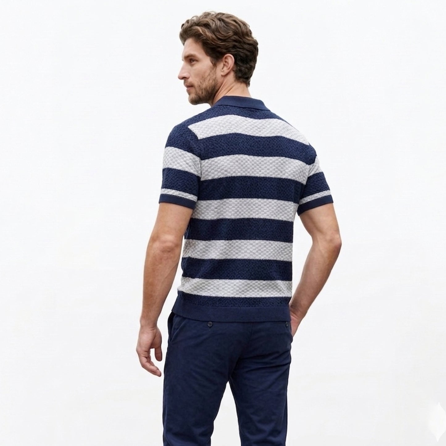 T-shirt homme en maille coton à ourlet régulier pour le printemps