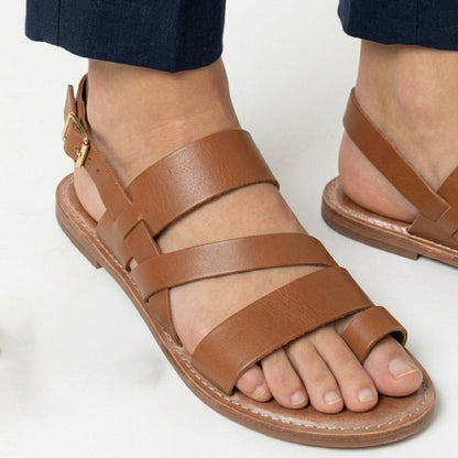 Sandales femme cuir plates été style décontracté extérieur