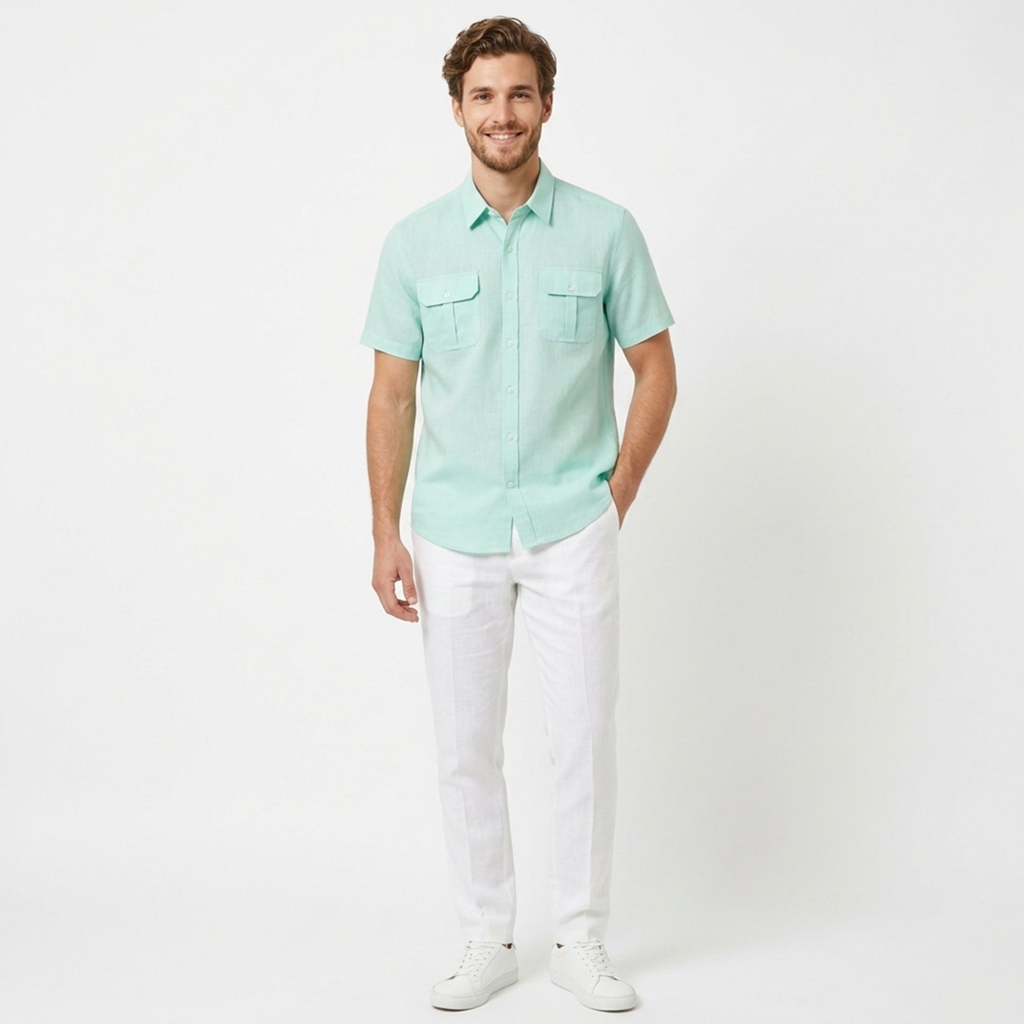 Chemise homme manches courtes en coton léger pour le printemps été