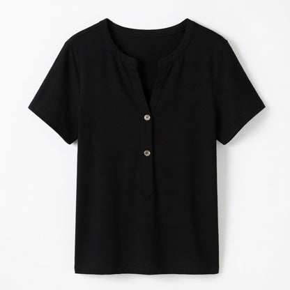 Chemisier femme col V élégant coton printemps