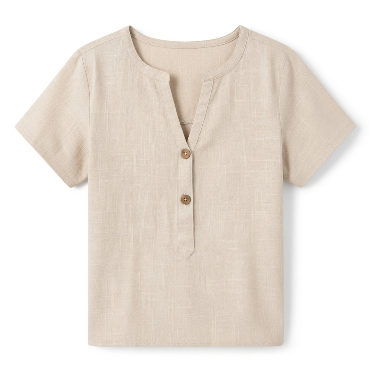 Chemisier femme col V élégant coton printemps