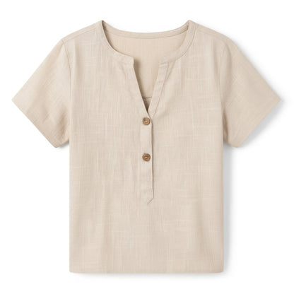 Chemisier femme col V élégant coton printemps