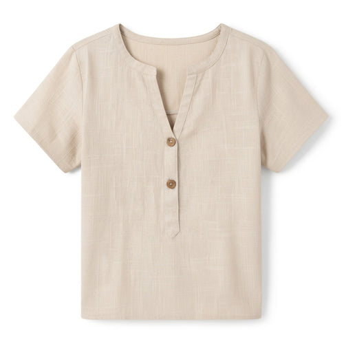 Chemisier femme col V élégant coton printemps