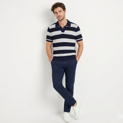 T-shirt homme en maille coton à ourlet régulier pour le printemps