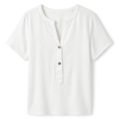 Chemisier femme col V élégant coton printemps