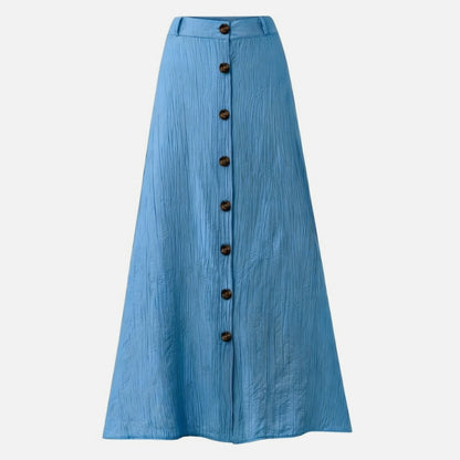 Jupe midi femme coton été fendue ligne A taille haute
