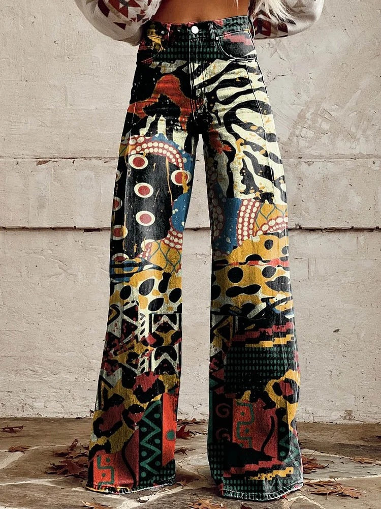 Pantalon Taille Haute Fleuri Pour Femme | Coupe Large