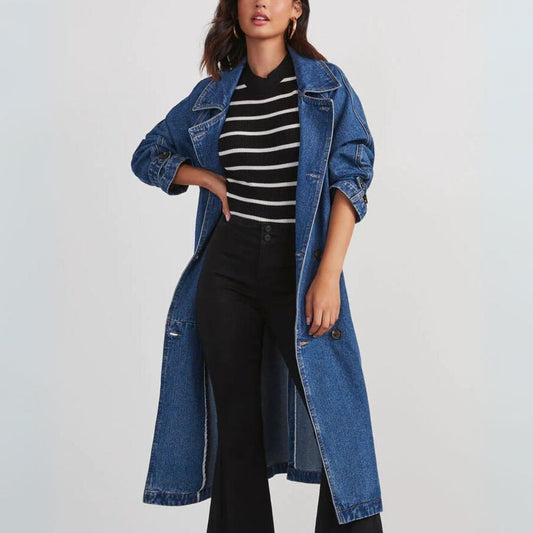 Manteau Long En Jean Pour Femme | Manches Longues