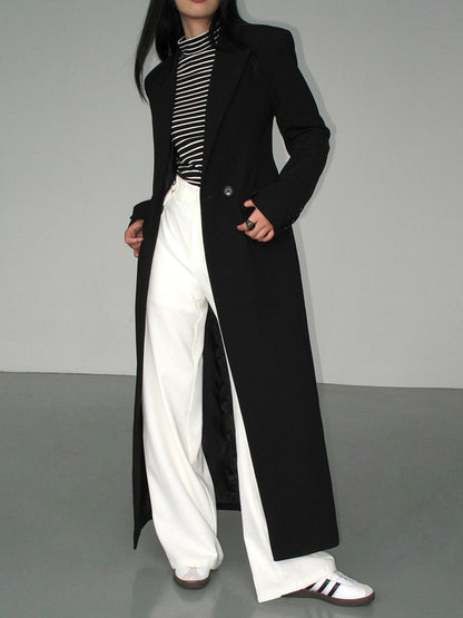 Trench-coat Long À Fermeture À Un Bouton Pour Femme | Noir