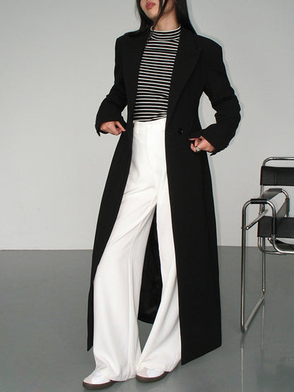 Trench-coat Long À Fermeture À Un Bouton Pour Femme | Noir