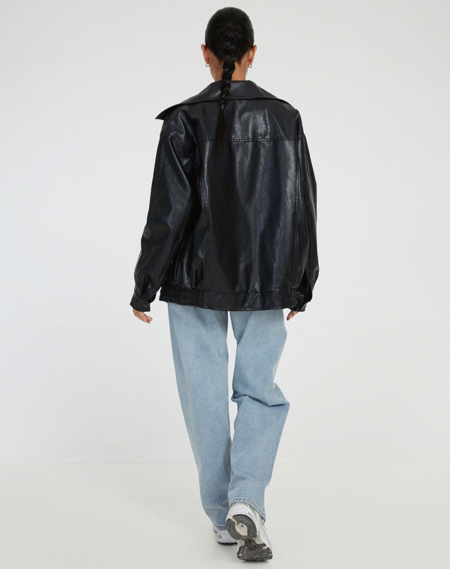 Veste En Cuir Surdimensionnée À Manches Longues Pour Femmes | Automne