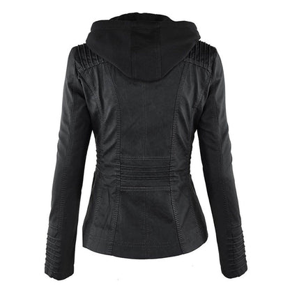 Veste Motarde En Cuir À Capuche Pour Femme | Hiver