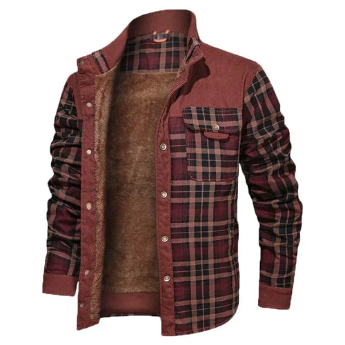 Veste À Carreaux Tendance Avec Poches Poitrine Pour Homme | Hiver