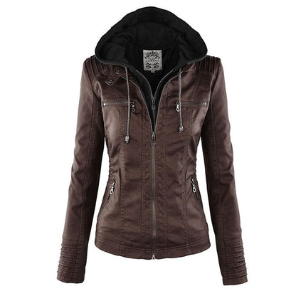 Veste Motarde En Cuir À Capuche Pour Femme | Hiver