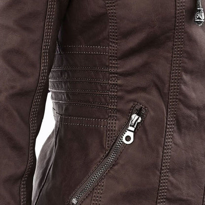 Veste Motarde En Cuir À Capuche Pour Femme | Hiver