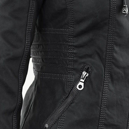 Veste Motarde En Cuir À Capuche Pour Femme | Hiver