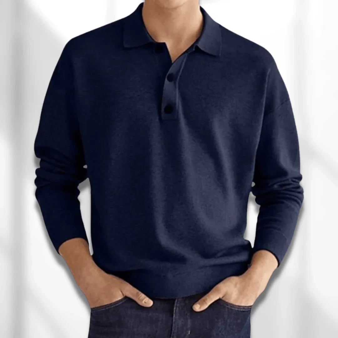 Polo Décontracté En Tricot Pour Homme | Manches Longues