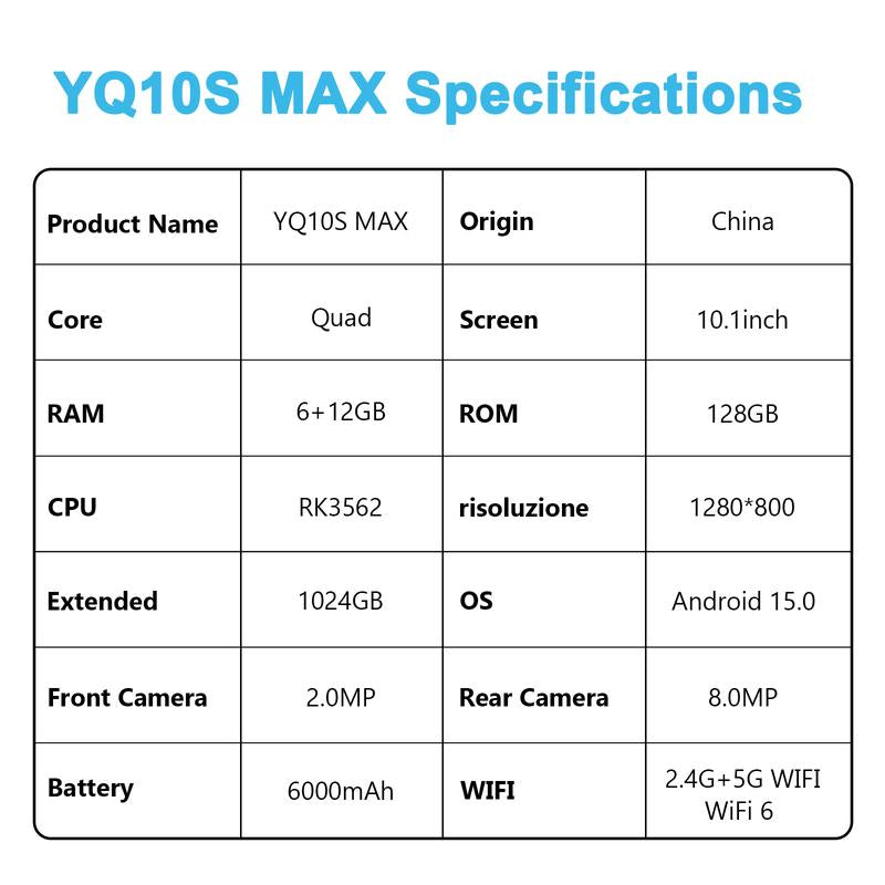 PEICHENG 2026 Android 15.0 Tablet with 10.1"