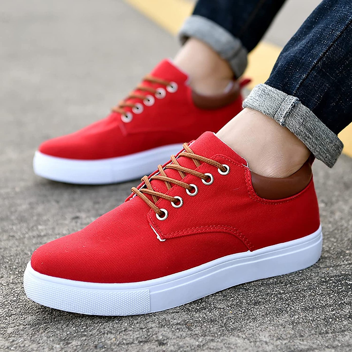 Baskets Décontractées À Lacets Pour Homme | Semelle Blanche
