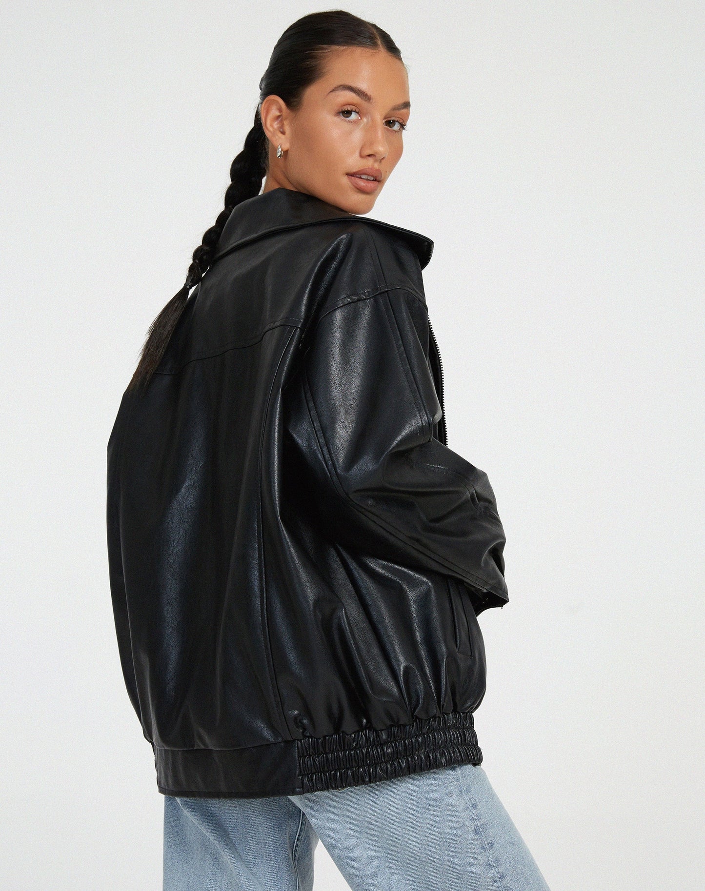 Veste En Cuir Surdimensionnée À Manches Longues Pour Femmes | Automne