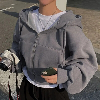 Sweat À Capuche Zippé Oversize Pour Femme | Court