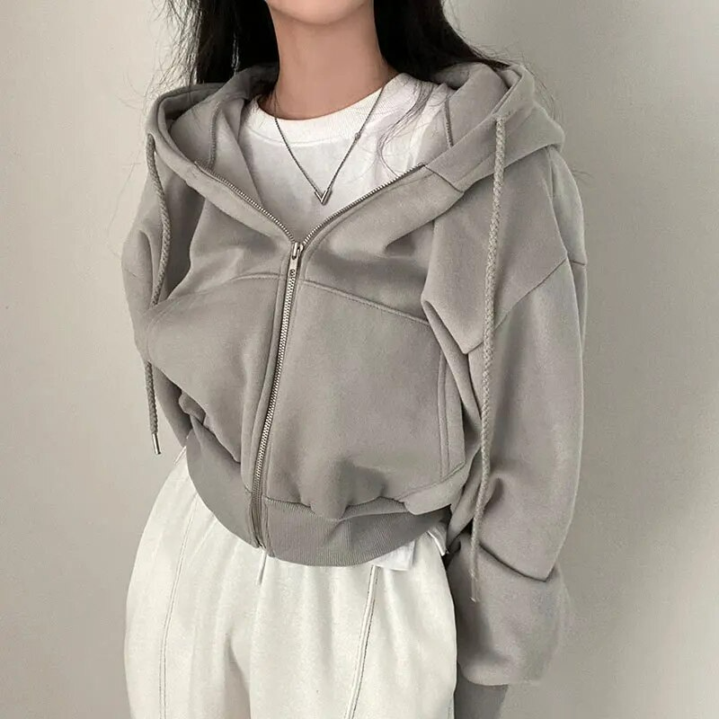 Sweat À Capuche Zippé Oversize Pour Femme | Court