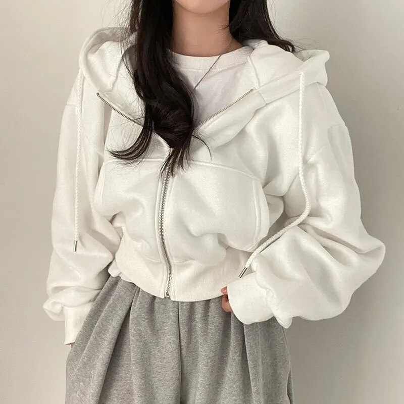 Sweat À Capuche Zippé Oversize Pour Femme | Court