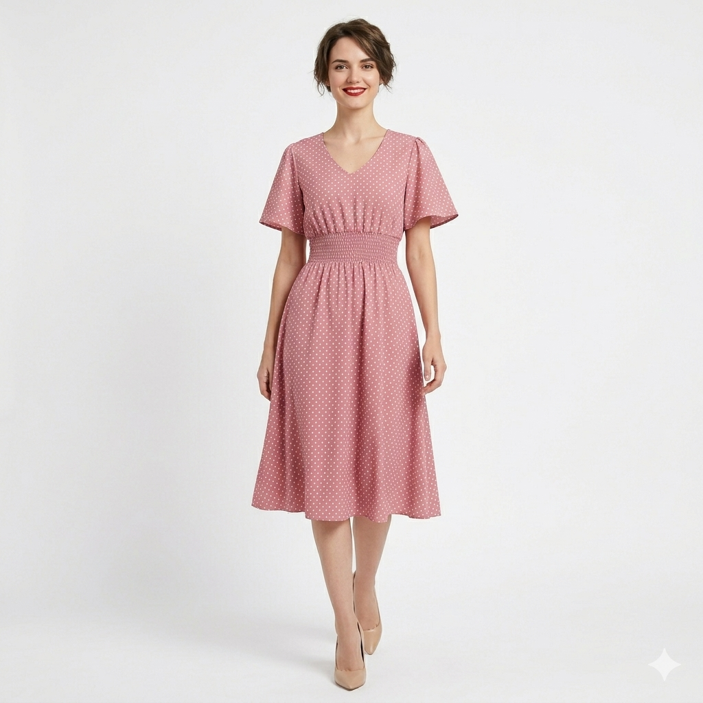 Robe femme coton à pois été