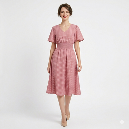 Robe femme coton à pois été
