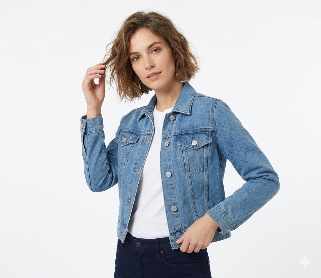 Veste en jean femme manches longues printemps coton