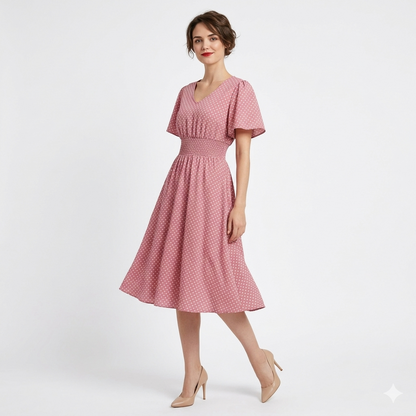 Robe femme coton à pois été