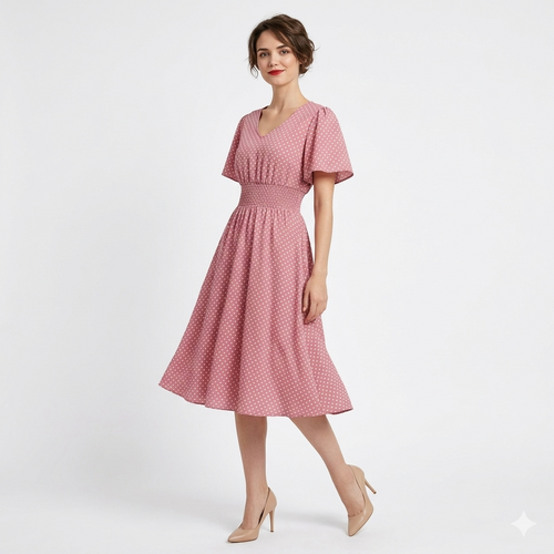 Robe femme coton à pois été