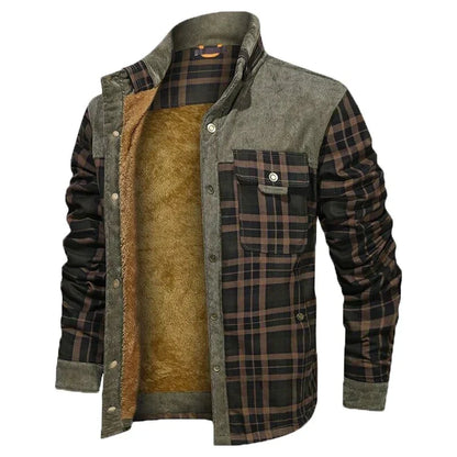 Veste À Carreaux Tendance Avec Poches Poitrine Pour Homme | Hiver