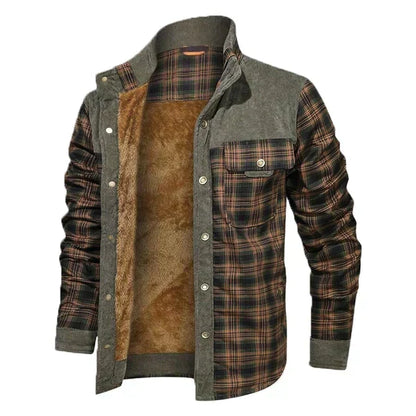Veste À Carreaux Tendance Avec Poches Poitrine Pour Homme | Hiver