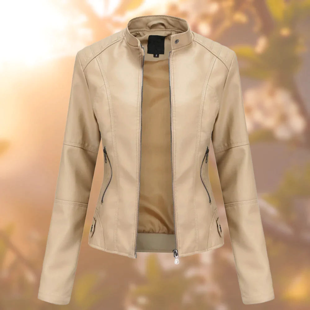 Veste Motard Stylé À Col Montant Pour Femme | Chaude