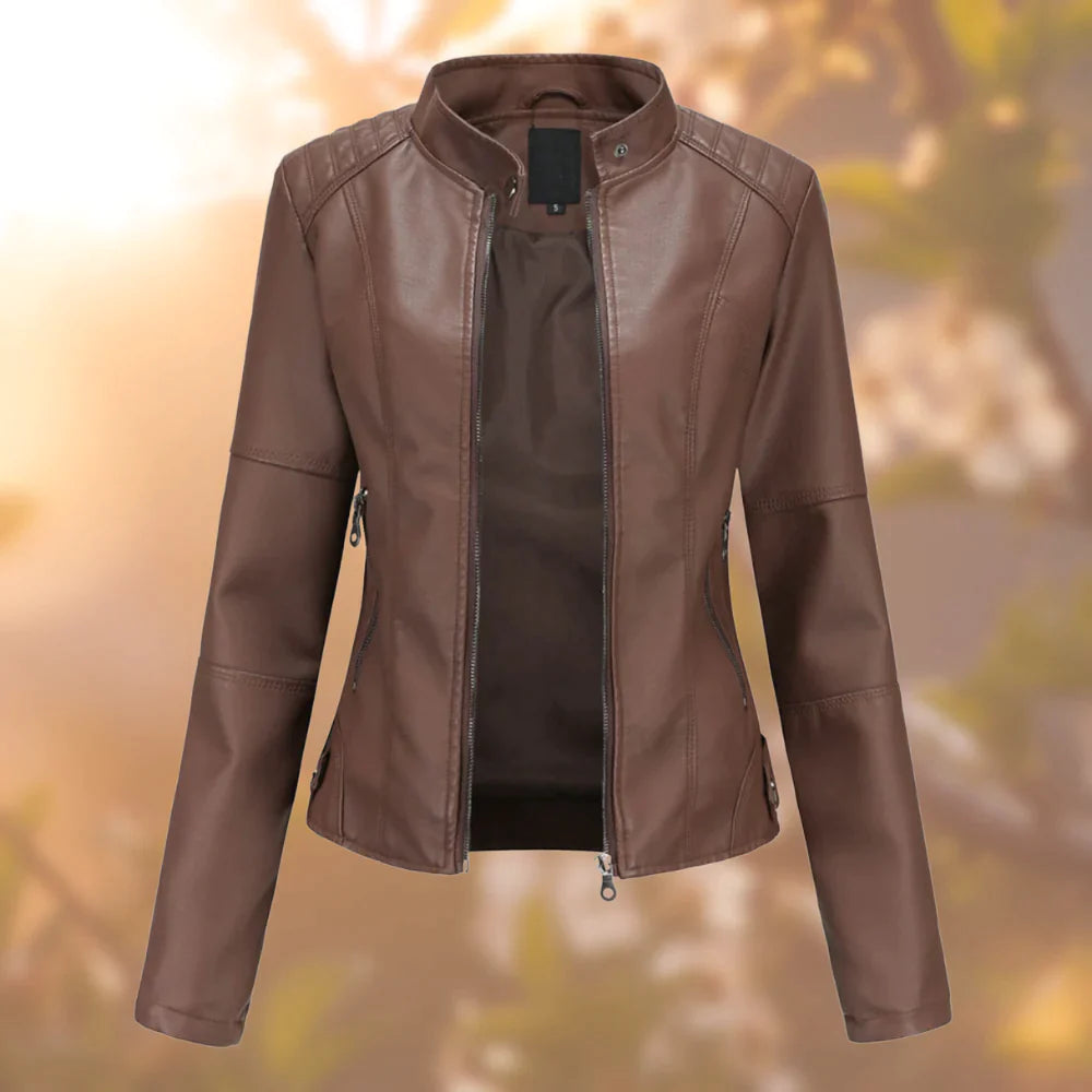 Veste Motard Stylé À Col Montant Pour Femme | Chaude