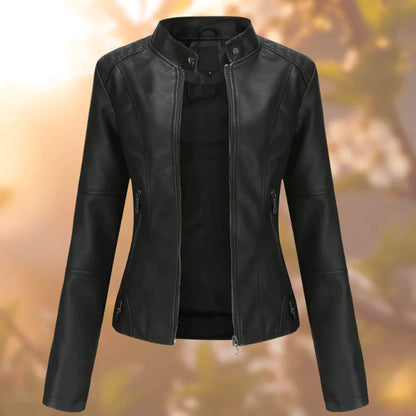 Veste Motard Stylé À Col Montant Pour Femme | Chaude