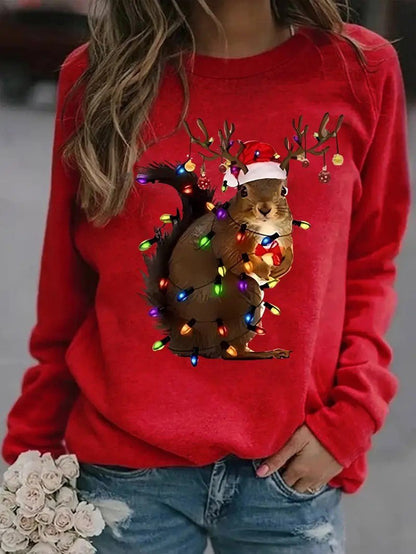 Haut de Noël Écureuil – Confort Douillet pour Fêtes Hivernales 0