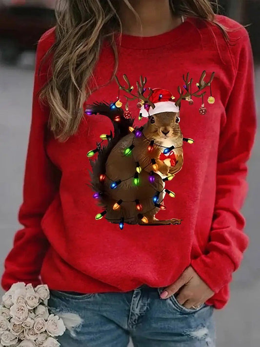 Haut de Noël Écureuil – Confort Douillet pour Fêtes Hivernales 0