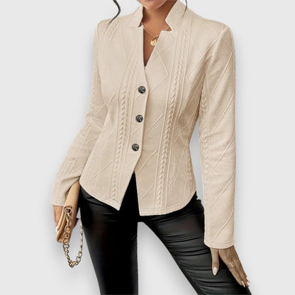 Blazer En Tricot À Manches Longues Pour Femme | Boutonné