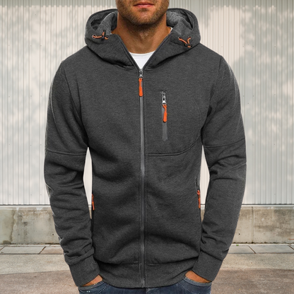 Veste Simple À Capuche Et Fermeture Éclair Pour Homme | Hiver