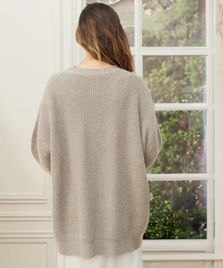 Cardigan Côtelé À Col En V Pour Femme | Grande Taille