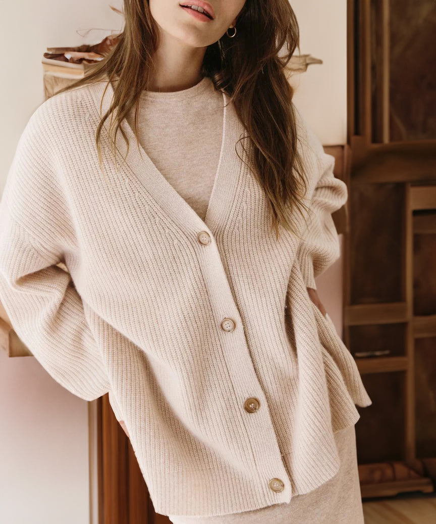 Cardigan Côtelé Boutonné Pour Femme | Grande Taille