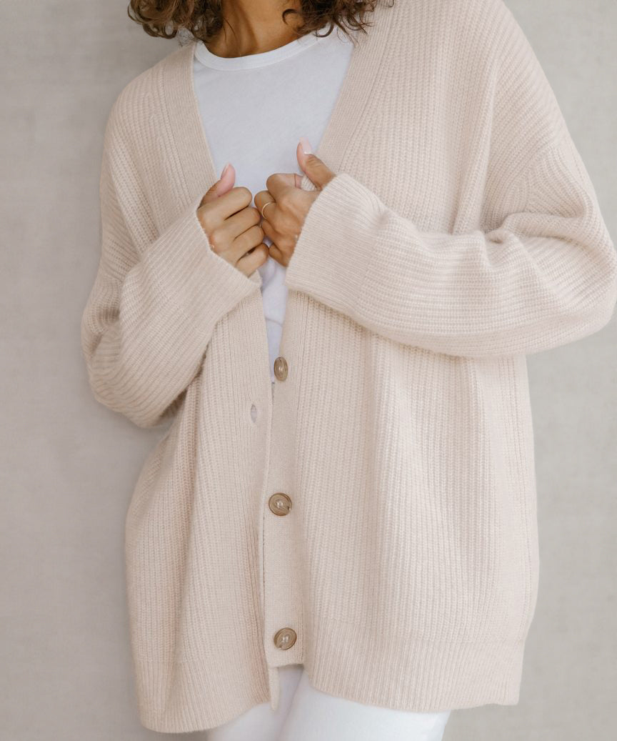 Cardigan Côtelé Boutonné Pour Femme | Grande Taille