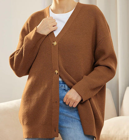 Cardigan Côtelé À Col En V Pour Femme | Grande Taille