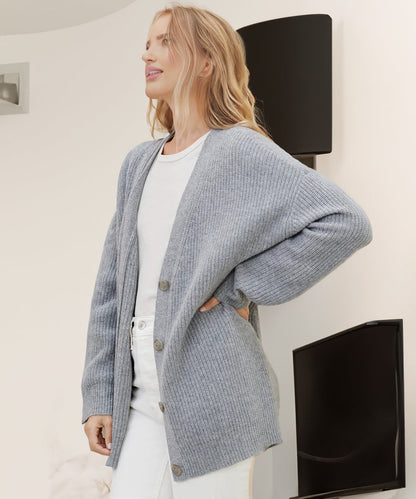 Cardigan Côtelé À Col En V Pour Femme | Grande Taille