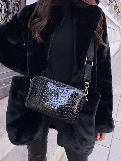 Manteau long en peluche pour femme | Fermeture éclair