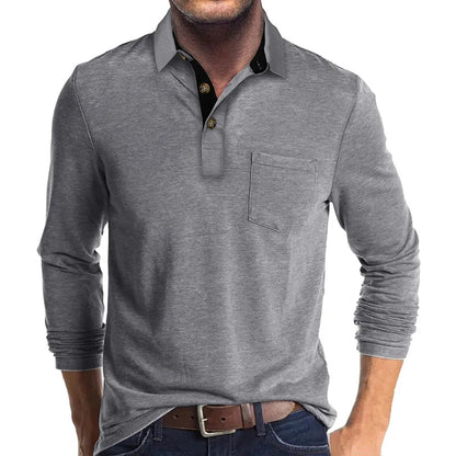Polo À Manches Longues Pour Homme | Poche Poitrine